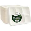 Best House Another Fine Product Best House EcoWise - Piatti piani 100% compostabili e biodegradabili, 5 scomparti, vassoio per alimenti 5CP, vassoi di carta da zucchero usa e getta ecologici (confezione da 25 pezzi)