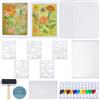 WEBEEDY Kit di piastre per stampa in gel per artigianato, set di stampe a tema piante e fiori, include piastra di gelatina riutilizzabile da 12,7 x 17,8 cm, stencil, vernice acrilica, strumenti