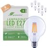 greenandco 8 lampadine a filamento LED | trasparenti | CRI 90+ | E27 G95 | 7,2 W 1335 lm | sostituisce 90 W | 3000 K bianco caldo | 320° | 230 V | senza sfarfallio | Classe energetica B