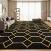 Sour Lemon Tappeto a pelo lungo, nero, per soggiorno, 200 x 300 cm, lavabile