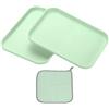 PATIKIL 20x15cm Vassoio Plastica, 2Pz Piatti Rettangolari Piccoli Vassoi da Portata Decorativo Vassoio con Panno Riutilizzabili Alimenti Grano per Dessert Frutta Torte,Verde