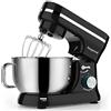 Vospeed Impastatrice Planetaria, Vospeed 1000W 5QT Robot da Cucina con Frusta, Gancio per Impastare, Frusta per Dolci, Ciotola di Acciaio Inossidabile, Coperchio Paraspruzzi (Nero)
