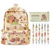 OPVXZAD Set Di Cancelleria Per Zaino Capybara,Kawaii Zaino, Astuccio In Silicone e Portachiavi,Penne Cancellabili, Cartoni Schoolbag Impermeabile Per Scuola, Per Ragazzi Custodia (Capybara-Giallo)