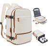 SEAFEW Borsa da Cabina per Ryanair 40x30x20, Bagaglio a Mano Zaino per Ryanair, Lavoro e Scuola Trekking Casual Daypack Impermeabile per 14 laptop,G4-Marrone beige (Chiaro)