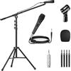 TONOR Microfono Karaoke XLR con Supporto Robusto, Microfono Dinamico per Canto, Pickup Cardioide, Struttura Interamente in Metallo, Compatibilità con Mixer DJ, PA, 500 cm, K1+