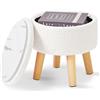 IBUYKE 13 Piccolo Ottomano con Contenitore, Pouf Rotondo con Sedile Imbottito e Coperchio, Mini Poggiapiedi in Teddy per Ingresso Divano Soggiorno, Bianco Crema WBD006W
