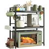 NETEL supporto per forno microonde allungabile,scaffale per microonde cucina a 3 Livelli,scaffale da cucina salvaspazio Con portabicchiere e cestino portaoggetti，Nero