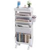 DOEWORKS Libreria Piccolo Scaffale per Libri, Carrello Portaoggetti Libreria con Ruote 5 Livelli Carrello Cucina, Carrello con Ruote per Soggiorno Biblioteca Camera da Letto Ufficio, Bianca con Tazze