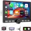 Haudio Autoradio Girevole 360°, 1 Din DSP Car Stereo, Schermo IPS da 10,1 Pollici Carplay e Android Auto, Car Play con Camera Posteriore,Mirror Link,Controllo Vocale Radio AM/FM/RDS con Pulsante 2+64G