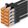 1aTTack.de 689265 Cat7-10x 0,5m - Cavo di rete Cat 7 Ethernet Lan 10 Gb/s PIMF LSZH Nero