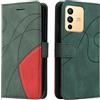 Fatcatparadise Cover per Vivo V23 5G, Flip Caso in PU Pelle Case Cover Libro Portafoglio Protettiva Custodia con TPU Antiurto,[Kickstand][Slot per Schede][Magnetica] (Verde)