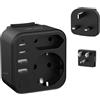 JSVER Adattatore di viaggio JSVER con spina rimovibile di tipo B/tipo G, adattatore di viaggio internazionale con 2 porte USB-A e 2 porte USB-C per più di 150 paesi (Bianco)