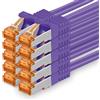 1aTTack.de 689562 Cat7-10x 0,25m - Cavo di rete Cat 7 Ethernet Lan 10 Gb/s PIMF LSZH Viola
