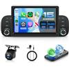 Motorsi Carplay Autoradio per Fiat Panda 2013-2020 con GPS Navi, Android Auto 2+64G Bluetooth Car Stereo Schermo, ASP, WiFi, RDS/FM Radio, SWC, EQ, USB, Mirror Link, Canbus + Telecamera Posteriore