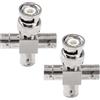 KUOQIY 2 Pezzi Rame BNC 4 Vie 1 Maschio a 3 Femmina Adattatore, BNC Croce Splitter Combiner RF Coassiale Jack, per CCTV, Antenna, Cavo Coassiale