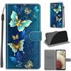 KENHONER Cover Compatibile con Samsung Galaxy A12 / M12 / F12, Premium Pelle PU Portafoglio Flip Libro Custodia per Samsung A12 [Protezione Completa] - Farfalla