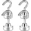 Neosmuk Ganci Magnetici, 10kg+ Magnete Extra Forte con Gancio per Frigorifero, Gancio Heavy Duty da Crociera per Soffitto, Piccolo Supporto Magnetico per Furgone, Utensili (Bianco, Confezione da 4)