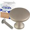 MONTERAL 6 Pezzi Pomelli per Mobili Ø 29 mm x H25 mm - Maniglie per Mobili in Colore Satinato - Realizzato in Lega di Zinco Alluminio - Garanzia di 10 Anni