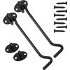 BuxiuGK 2 Pezzi Gancio in Acciaio Inox 6 Pollici/150mm,Gancio per Finestra con 8 Viti di Montaggio per Porta Fienile, Armadio, Finestra,Nero