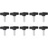 QUARKZMAN 10 Pezzi Manopole Aletta T Viti Testa Zigrinata M6 x 20mm Filettatura Maschio 27mm Testa in Plastica Manopole a T Manici Regolabili Manopole Serraggio Vite a Testa Zigrinata, Nero