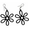 Il catoju del vinile - Orecchini Donna Pendenti in Vinile Neri a Fiore - Leggeri e Anallergici - Orecchini Lunghi Eleganti Boho Chic, Accessori Moda per Cerimonia, Festa e Regalo