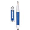 HONG DIAN Penna stilografica a stantuffo N25, pennino fine, design stereoscopico con intaglio a serpente, con custodia in metallo, set (blu oceano)