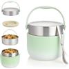 OTraki Termos per Alimenti 1200ml Contenitore Portapranzo Termico Cibo Caldi con Cucchiaio Pieghevole, Thermos Pappa Acciaio Inossidabile per Conservare Porridge, Zuppa, Frutta e Pranzi (Verde)