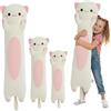 Kekeso Lungo Peluche Gatto - Cuscino Morbido Gatto per Bambini & Adulti, Kawaii Cuscino a Corpo di Gatto, Regalo Carino per Amanti dei Gatti (Crema, Occhi rotondi, 90cm/35.43inch)