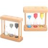 YPLANGENT Timer a Clessidra Clessidra a Sabbia Clessidra Denti Clessidre Colorato Timer dell'orologio Time Management Clessidra 3 in 1, 1/3/5 minuti Legno Marrone 3 x 9 x 9.5 cm