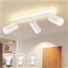 URing Faretti da Soffitto Orientabili, Faretto Soffitto con 3 Luci, Faretto da Parete Interno Bianco, Faretti LED Incluir 3 x 5W GU10 Lampadina, Bianco Caldo per Camera da Letto, Cucina, Soggiorno