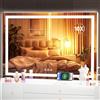Hasipu Specchio cosmetico con luci, 80 x 50 cm, specchio per il trucco a LED, illuminato con 3 modalità dimmerabili, controllo touch screen, specchio quadrato bianco