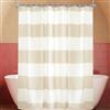 Lerores - Tenda da doccia, 240 x 180 cm, righe beige, orlo con pesi, tessuto antimuffa, idrorepellente, tende da bagno lavabili in poliestere con occhielli e 16 anelli per tende da doccia per bagno