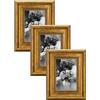 CABBEL Cornice portafoto 10x15 cm oro - Set da 3 - Cornice barocca in stile antico con vetro acrilico infrangibile - per foto, poster, certificati - elegante e decorativa