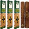 AROMASENSES | Confezione da 3 Incensi Mystic Spirits Palo Santo con Salvia Bianca | 3 Scatoline da 8 Bastoncini + 1 Portaincensi in Legno | Incenso Artigianale | Esoterico | Purificazione