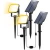 NATPOW Faretti Solari a Led da Esterno, 3000K Luci Solari da Giardino, 2 Modi, Automaticamente Acceso o Spento, Impermeabile IP65 Luci Esterne ad Energia Solare per Cortile, Patio, Alberi, 2 Pezzi