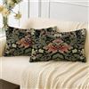 HUASHUZI Copricuscini Rettangolari Lunghi Oblunghi William Morris 30x50cm Fiori Neri Rossi Decorazioni Motivo Doppio Lato Set di 2 Fodere per Cuscini da Lancio Decorazione Casa per Divano Panca Divano