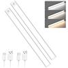 SOAIY 2PZ 60CM Luce Armadio Luce Notturna Sensore Movimento Ricaricabile, 3 Modalità Luminosità Regolabile 4400mAh 3 Colori Funzione Memoria Facile Installare per Cucina,Armadio
