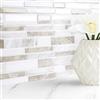 Livelynine Piastrelle Adesive Cucina Marmo Bianco Beige Paraschizzi Cucina Adesivo 3D 30x30CM Lavabile Piastrelle Adesive Bagno Effetto Pietra Marrone Chiaro Mattonelle Adesivi Bagno Camino, 4 Pezzi