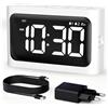 Budsom Sveglia digitale per camera da letto - grande display LED da 4,8 pollici, due sveglie, 100% dimmer, ora legale, backup della batteria, semplice orologio da tavolo per comodino, soggiorno