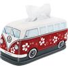 BRISA VW Collection - Volkswagen Porta fazzoletti in Neoprene, dispenser di fazzoletti per comodino, salotto, Campervan T1 Bus design (Ibisco/Rosso)