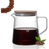 Rankomu Servidore in vetro borosilicato con coperchio in legno di acacia, 500 ml, caraffa da caffè ad alta resistenza agli shock termici, leggera e durevole, ideale per casa, ufficio e campeggio