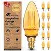 greenandco 10x Lampadina Vintage Edison LED dimmerabile | E14 C35 | ambra | 2,3W 65lm | 1800K luce extra calda | 320° | 230V | nessun sfarfallio