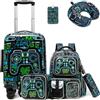 HTgroce 5 Set di Valigie per Bambini, Trolly 16''+ Cuscino per il collo, Valigia Trolley con Ruote Girevoli