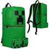 Minecraft Zainetto Bambino Creeper Zaino Scuola Cinghie Regolabili Zaino Bambini Viaggiare Sport Giocatore Regalo Bambino (Verde 3D, 46x21x18.5cm)