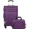 COOLIFE Valigia Trolley da Viaggio, 4 Ruote, Bagaglio a Mano con Serratura TSA, Borsa a Tracolla (Viola+Argento, 65cm)
