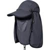 GADIEMKENSD Cappello da Sole Pieghevole da Pesca con Lembo sul Collo e Copertura del Viso Protezione Solare Cappellino da Baseball Fresco Regolabile Copertura Rimovibile Cappello per Pesca Lavoro Grigio Scuro