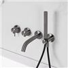 neoro F rubinetto vasca in acciaio inox, miscelatore monocomando, deviatore, 2 uscite, BN0767FNBG#Set4, F grafite spazzolato [Rubinetteria Bagno > Rubinetteria Vasca]