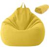 Yunlaishaocer Poltrona Sacco Bambini e Adulti, 100x120 CM Bean Bag (Senza Imbottitura), Pouf Morbido Sacco con Chiusura Lampo,Antipolvere Fodera per Poltrona a Sacco, adatto Soggiorni, Camere (Giallo)