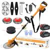 WISDOM LIFE Decespugliatore a Batteria 21V Tagliabordi a Batteria Brushless con 2 Batterie 4,0Ah e Spazzola per Diserbazione 4 in 1 Decespugliatore Elettrico, Tubo Telescopico, Testa Girevole 90°, orange