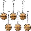 RUNQIN OUTDOOR 6PCS Mangiatoia Uccelli Appendere, Mangime Uccelli con Coperchio a Ribalta e Ganci Ferro a Forma S, Nutrire Palle Grasso Cortile Metallo Giardino Domestico, Dispenser Uccellini Sferico Cibo Esterno